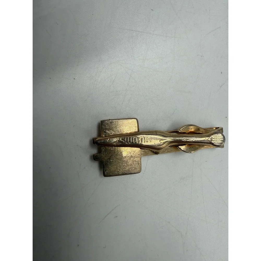 Vintage Mens Tie Clip Bar Chain Lot Swank Anson Shields Gold Silver Tone 7pc